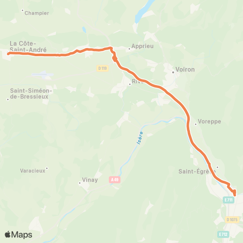 ARA Cars Région Isère La Cote St André-Grenoble map