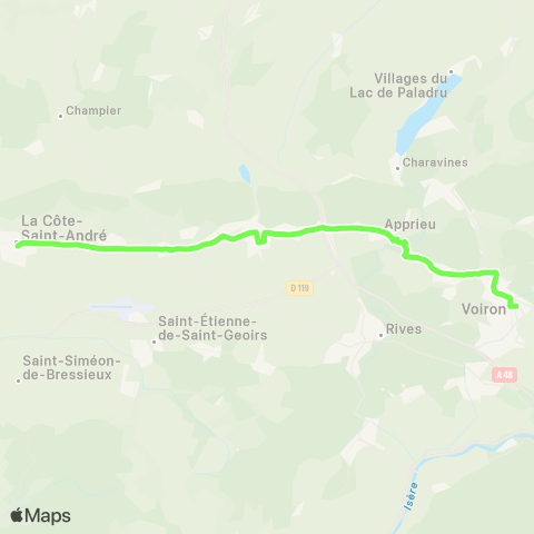 ARA Cars Région Isère La Cote St André-Apprieu-Voiron map