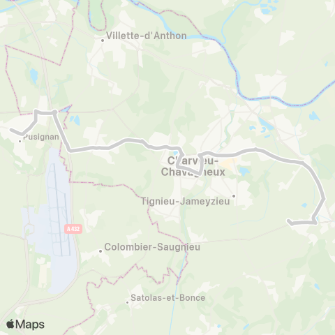 ARA Cars Région Isère - Scolaire Pusignan-Pont de Cheruy-Villemoirieu map