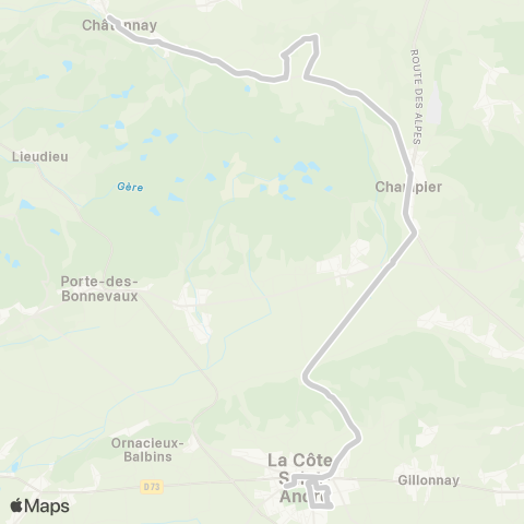 ARA Cars Région Isère - Scolaire Chatonnay-Champier-la Cote St André map