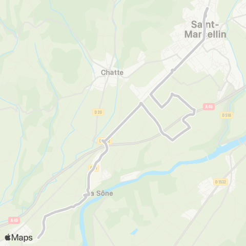 ARA Cars Région Isère - Scolaire St Hilaire-la Sone-Chatte-St Marcellin map