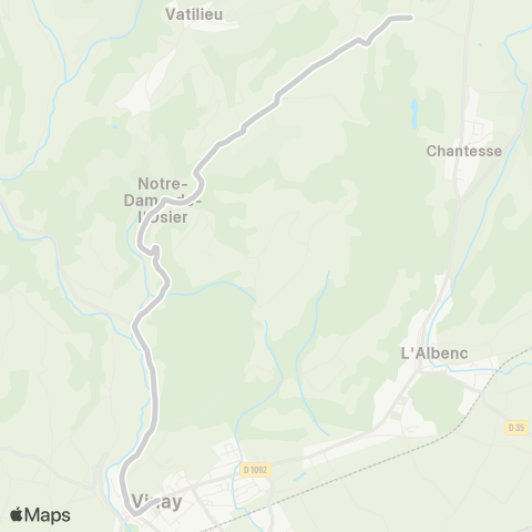 ARA Cars Région Isère - Scolaire Chantesse-Nd l'Osier-Vinay map