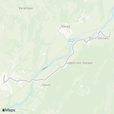 ARA Cars Région Isère - Scolaire St Gervais-Rovon-St Marcellin map