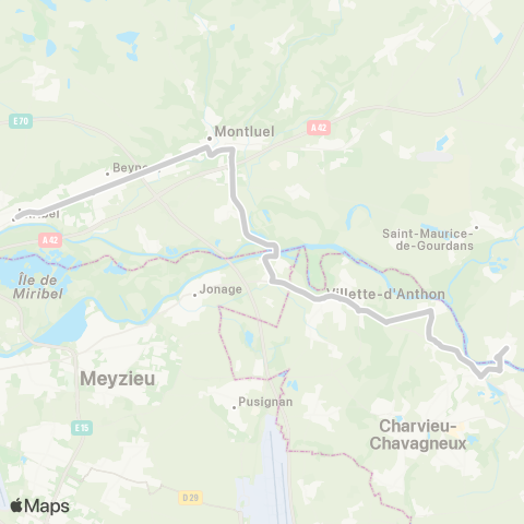 ARA Cars Région Isère - Scolaire Villette d'Anthon-Loyettes-Miribel map