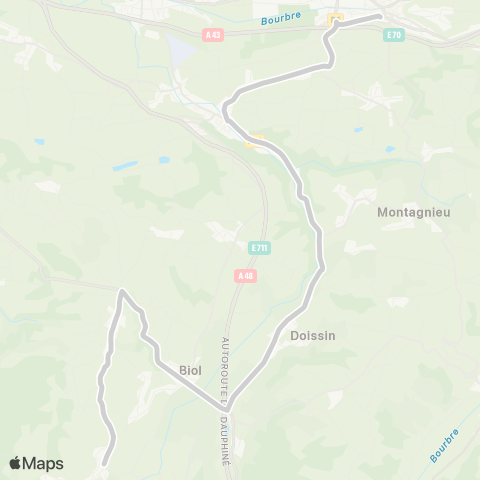 ARA Cars Région Isère - Scolaire Belmont-Biol-la Tour du Pin map