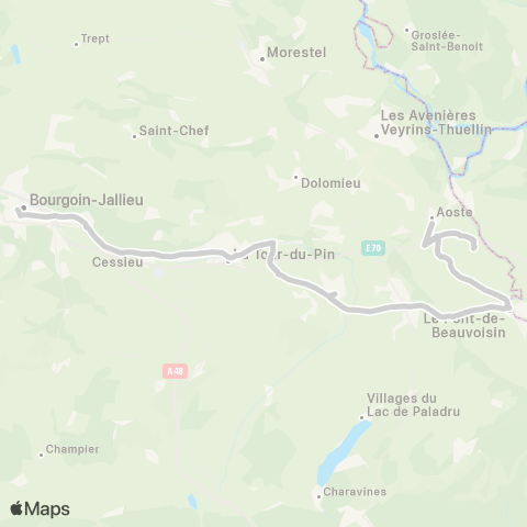 ARA Cars Région Isère - Scolaire Pont de Beauvoisin-Bourgoin Jallieu map