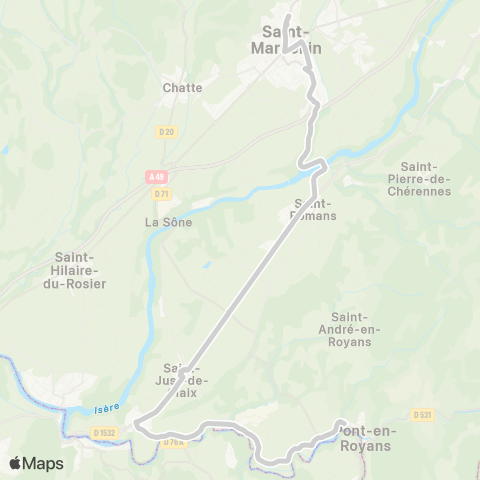 ARA Cars Région Isère - Scolaire Romans-Chatte-St Marcellin map