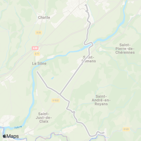 ARA Cars Région Isère - Scolaire St Marcellin-Pont en Royans map