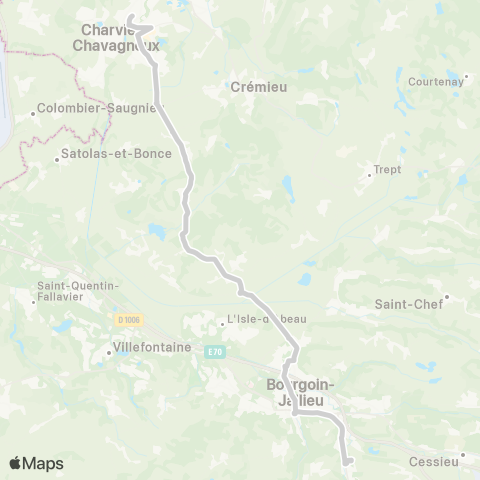 ARA Cars Région Isère - Scolaire Pont de Cheruy-Nivolas Vermelle map