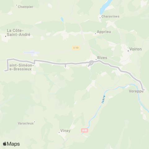 ARA Cars Région Isère - Scolaire St Siméon de Bressieux-Izeaux-Moirans map