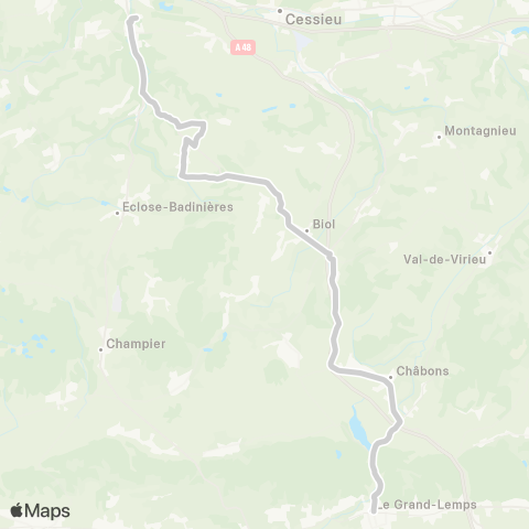 ARA Cars Région Isère - Scolaire Le Grand Lemps-Nivolas Vermelle map
