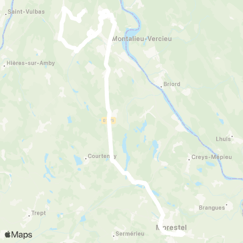 ARA Cars Région Isère - Scolaire Porcieu-Montalieu-Morestel map