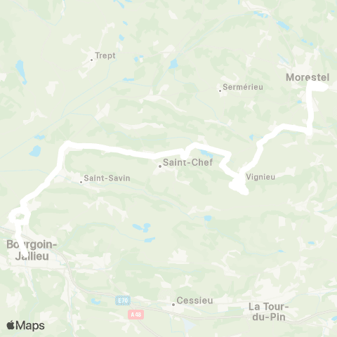 ARA Cars Région Isère - Scolaire Morestel-Vignieu-Bourgoin Jallieu map