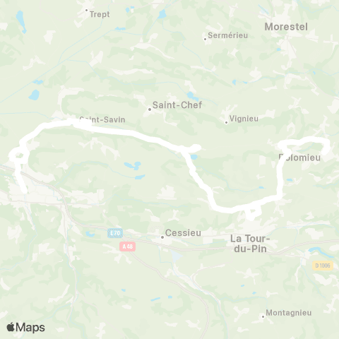 ARA Cars Région Isère - Scolaire Dolomieu - Montcarra-Bourgoin Jallieu map