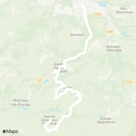 ARA Cars Région Isère - Scolaire Ste Anne sur Gervonde-Bourgoin Jallieu map