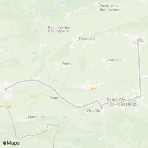 ARA Cars Région Isère - Scolaire Beaurepaire-la Cote St André map