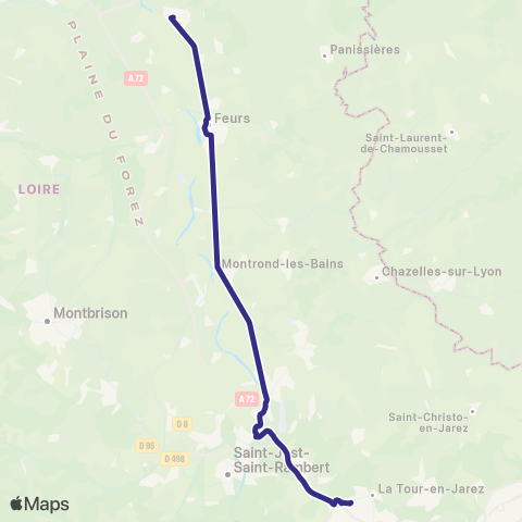 ARA Cars Région Loire Balbigny-Andrezieux-CHU St Étienne map