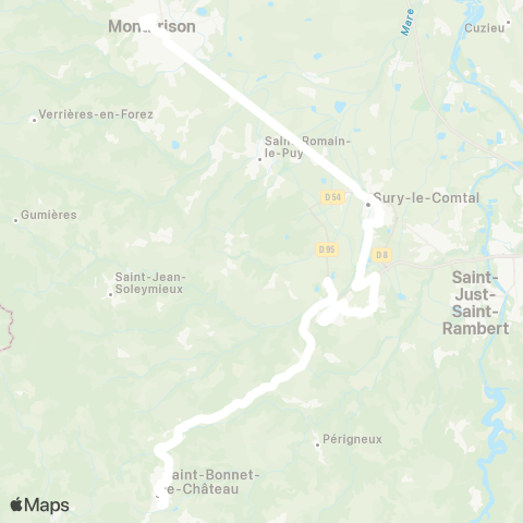 ARA Cars Région Loire St-Bonnet-le-Château-Montbrison map