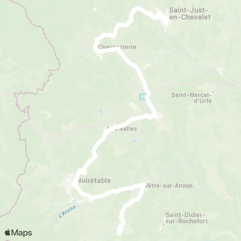 ARA Cars Région Loire St-Jean-la Vêtre - St-Just-Ch. map