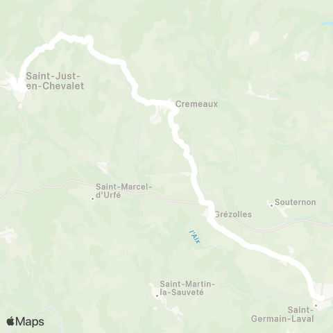 ARA Cars Région Loire St-Just-en-Chevalet - St-Germain-Laval map