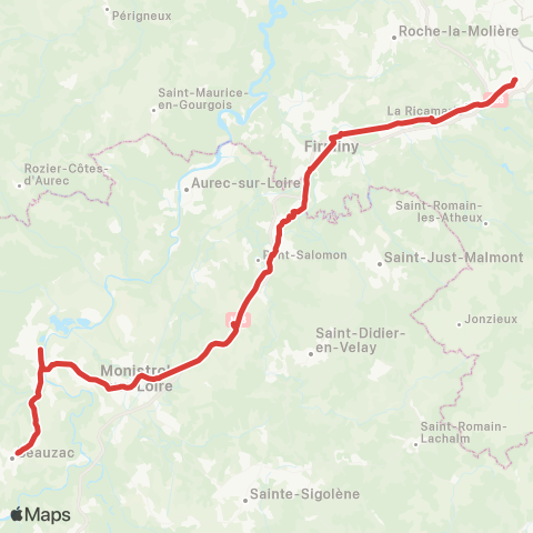 ARA Cars Région Haute-Loire Beauzac / Saint Étienne map