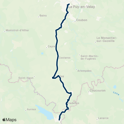 ARA Cars Région Haute-Loire Le Puy en Velay / Langogne map