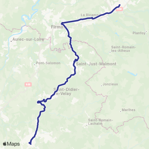 ARA Cars Région Haute-Loire Sainte-Sigolène / Saint-Étienne map