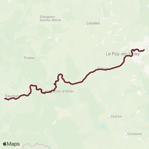 ARA Cars Région Haute-Loire Saugues / Monistrol d'Allier / le Puy en Velay map