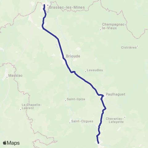 ARA Cars Région Haute-Loire Saugues / Langeac / Paulhaguet / Brioude / Brassac-les-Mines map