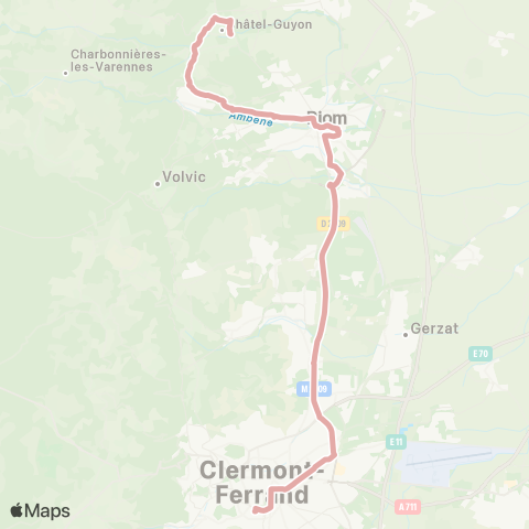 ARA Cars Région Puy-de-Dôme Chatel-Guyon - Riom - Clermont-Ferrand map