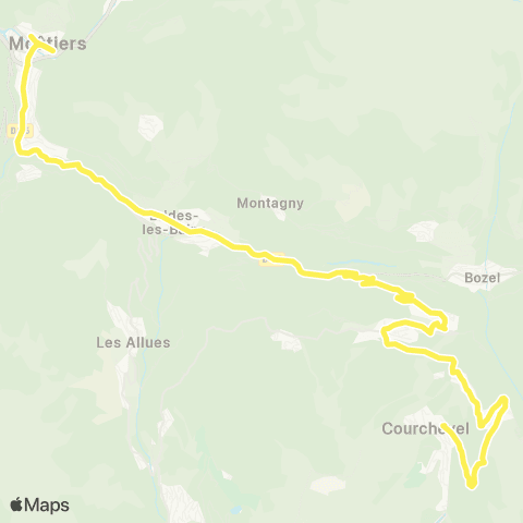ARA Cars Région Savoie Courchevel < > Moûtiers map