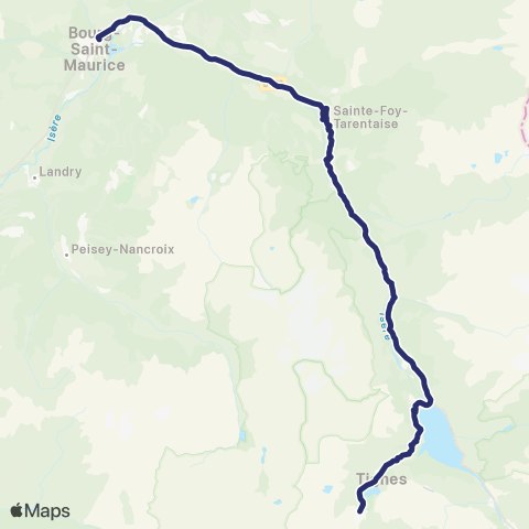 ARA Cars Région Savoie Bourg St Maurice < > Tignes map