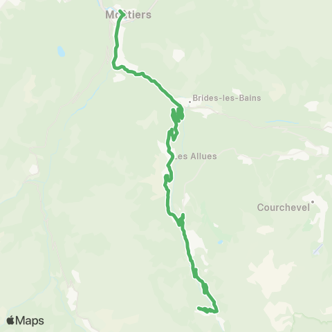 ARA Cars Région Savoie Moûtiers < > Méribel Mottaret map