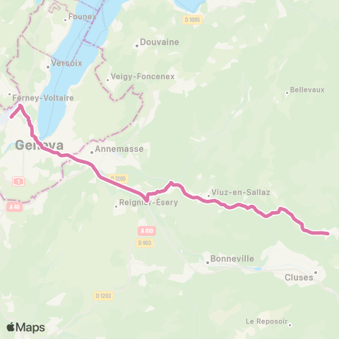 ARA Cars Région Haute-Savoie Sallanches - Genève-Aéroport map
