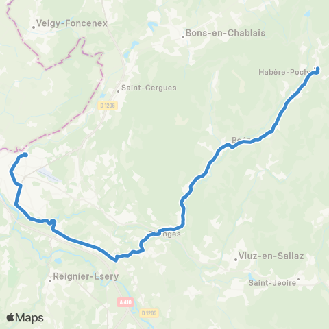 ARA Cars Région Haute-Savoie Annemasse - Bellevaux map