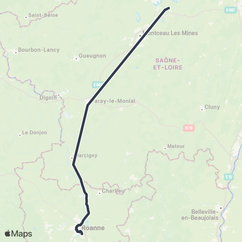 ARA Cars Région Express Roanne-le Creusot TGV map
