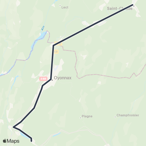 ARA Cars Région Express Nantua - Saint-Claude map