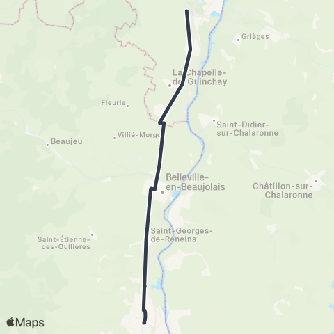 ARA Cars Région Express Villefranche - Mâcon TGV map