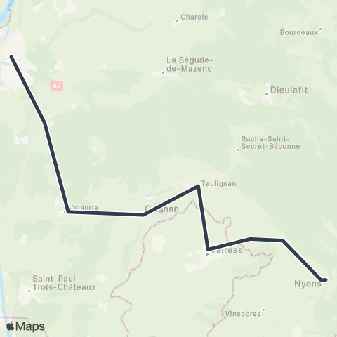 ARA Cars Région Express Montélimar - Nyons map