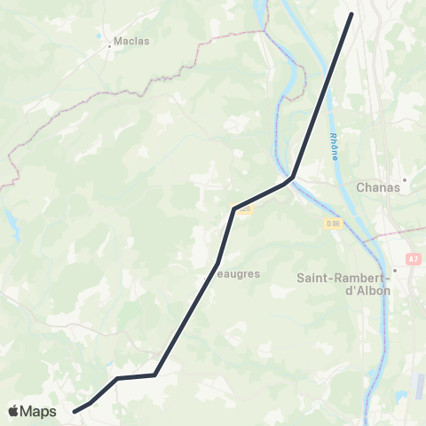 ARA Cars Région Express Annonay - Le Péage de Roussillon/Lyon Part-Dieu map