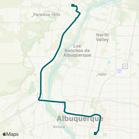 ABQ RIDE Coors / University map
