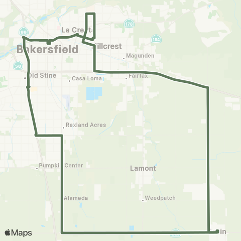 Arvin Transit Arvin-Bakersfield map
