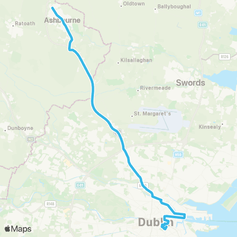 Ashbourne Connect Ashbourne - Dublin map