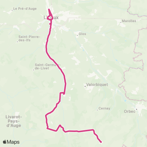 Astrobus Livarot / Meulles - Lisieux map