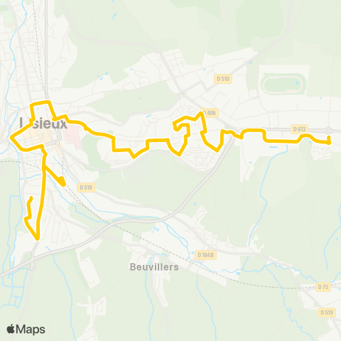 Astrobus Lisieux Folletière - Lisieux Gare SNCF map