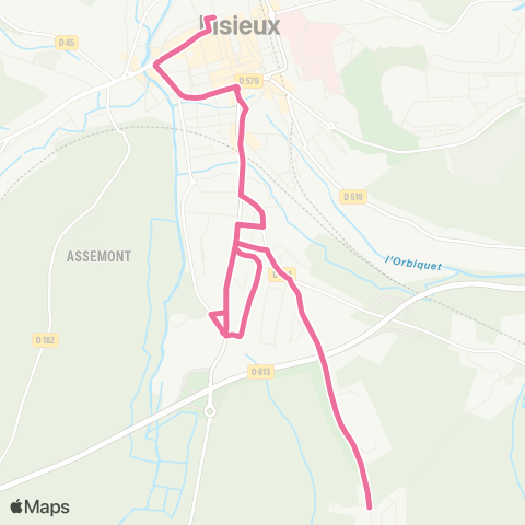 Astrobus Lisieux Pompidou - Lisieux Mitterrand map