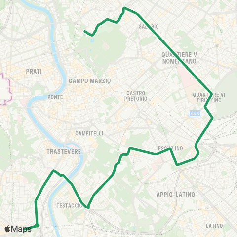 ATAC Valle Giulia - Stazione Trastevere map