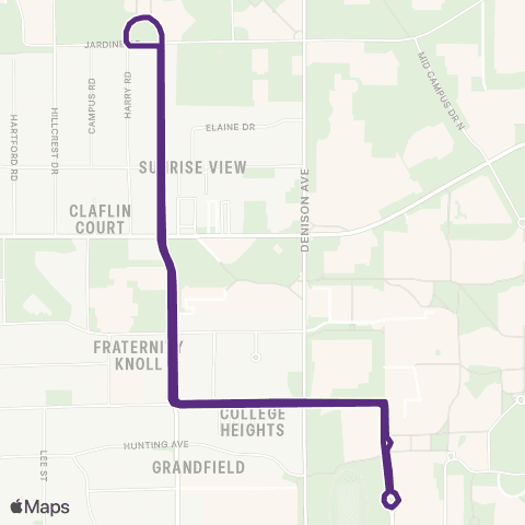 ATA Bus Wildcat Campus Loop map