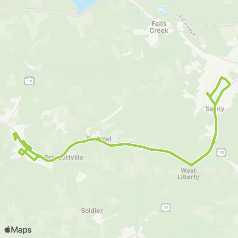 ATA Reynoldsville-Brockway map