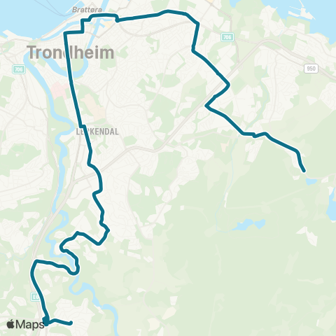 AtB Sæterbakken - Strindheim - Sentrum - Ratesvingen map